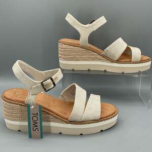 NEW TOMS Women’s Darya Wedge Sandals Natural Size 9